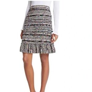 Ann Taylor multicolor mixed tweed textured ruffle skirt